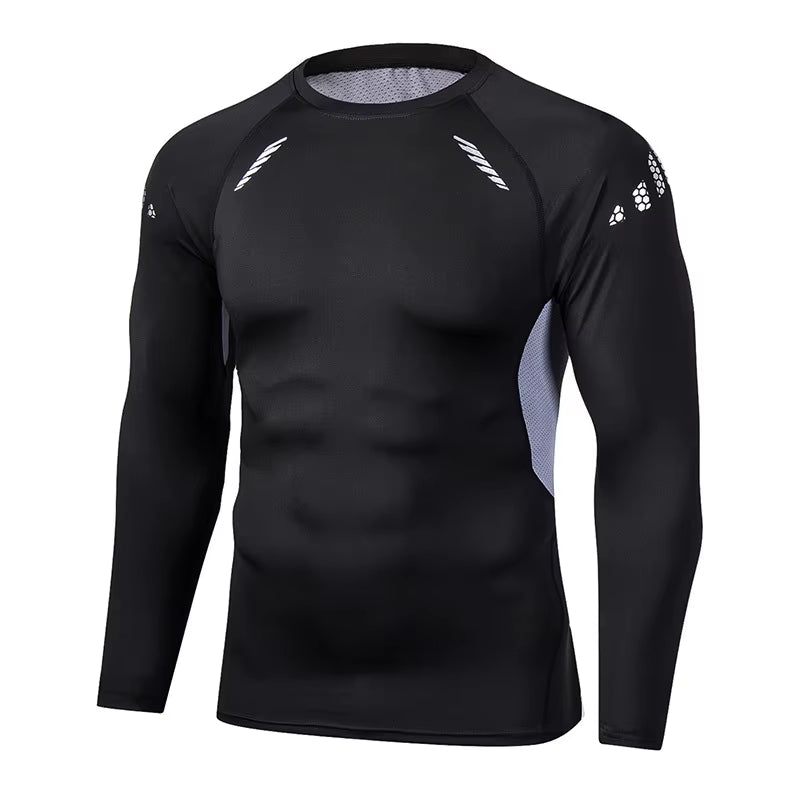 Men Compression Running T-Shirt Fitness Tight Long Sleeve Sport Shirts Training Jogging Tops Gym Sportswear Dry Fit Rashgard