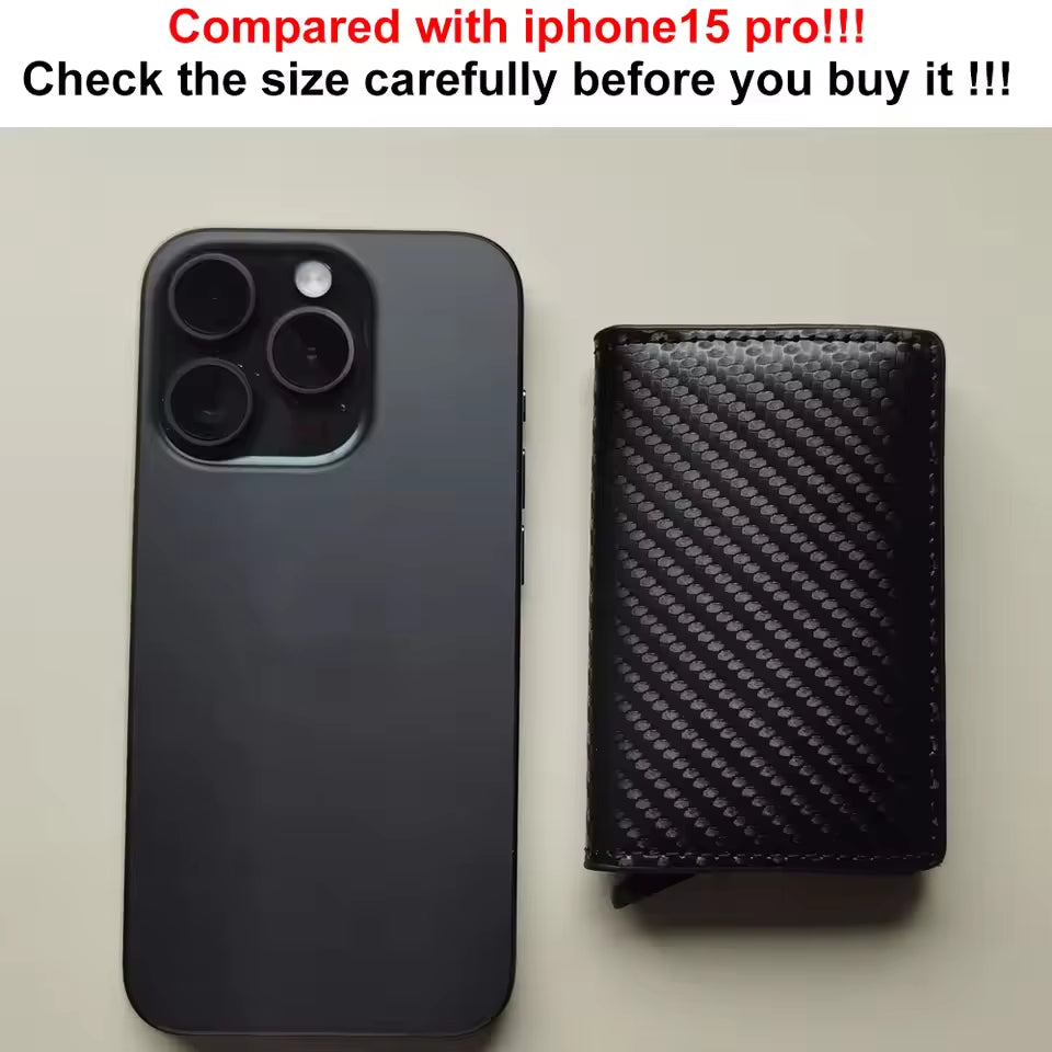 Carbon Fiber Credit Card Holder Wallet Men Rfid Smart Meral Thin Slim Pop up Minimalist Wallet Small Black Purse Metal Wallet