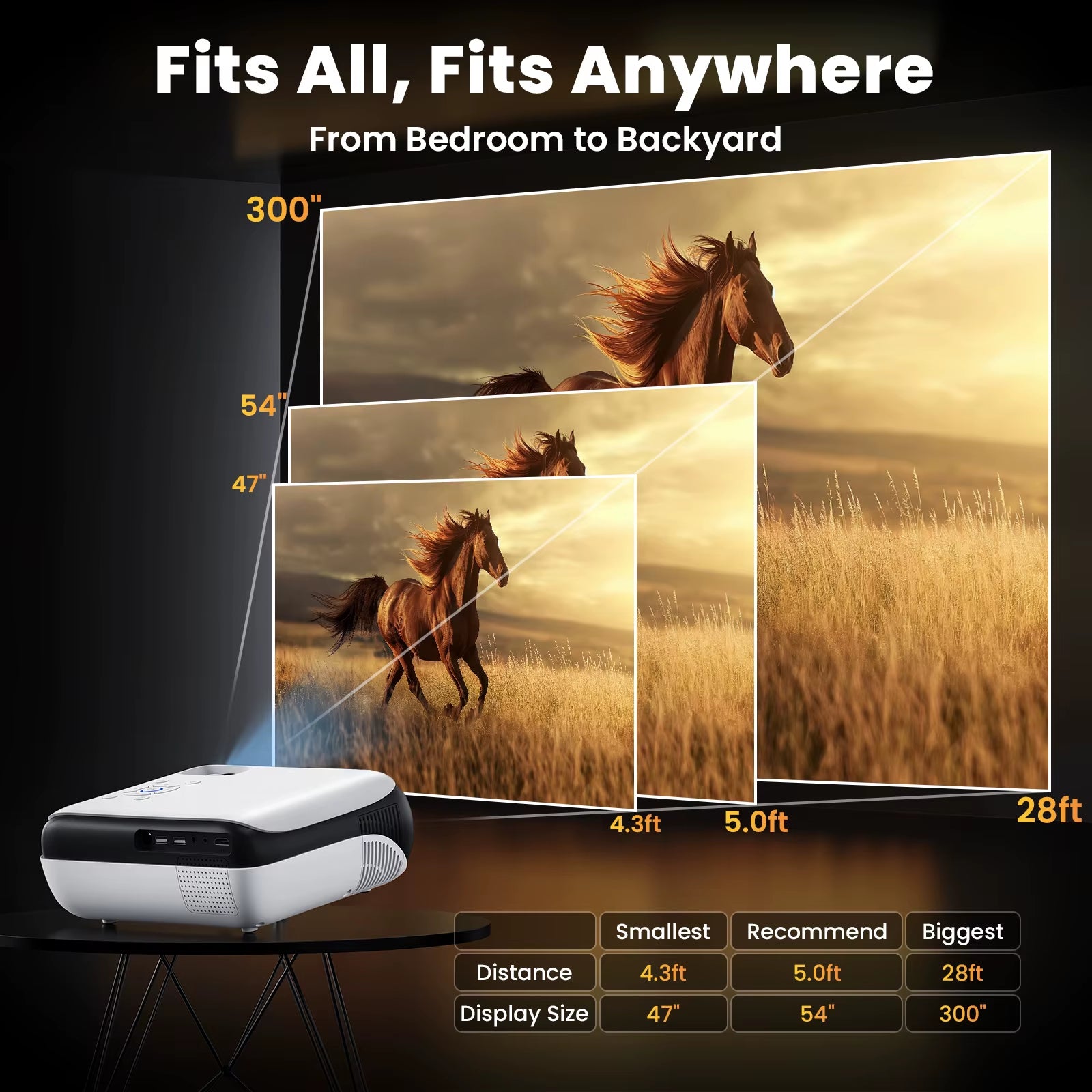 Beamer,Full HD 1080P,Bluetooth,4K-Unterstützung,Tragbar Mini Heimkino-Projektor,Kompatibel Mit Smartphone/Hdmi/Usb/Av