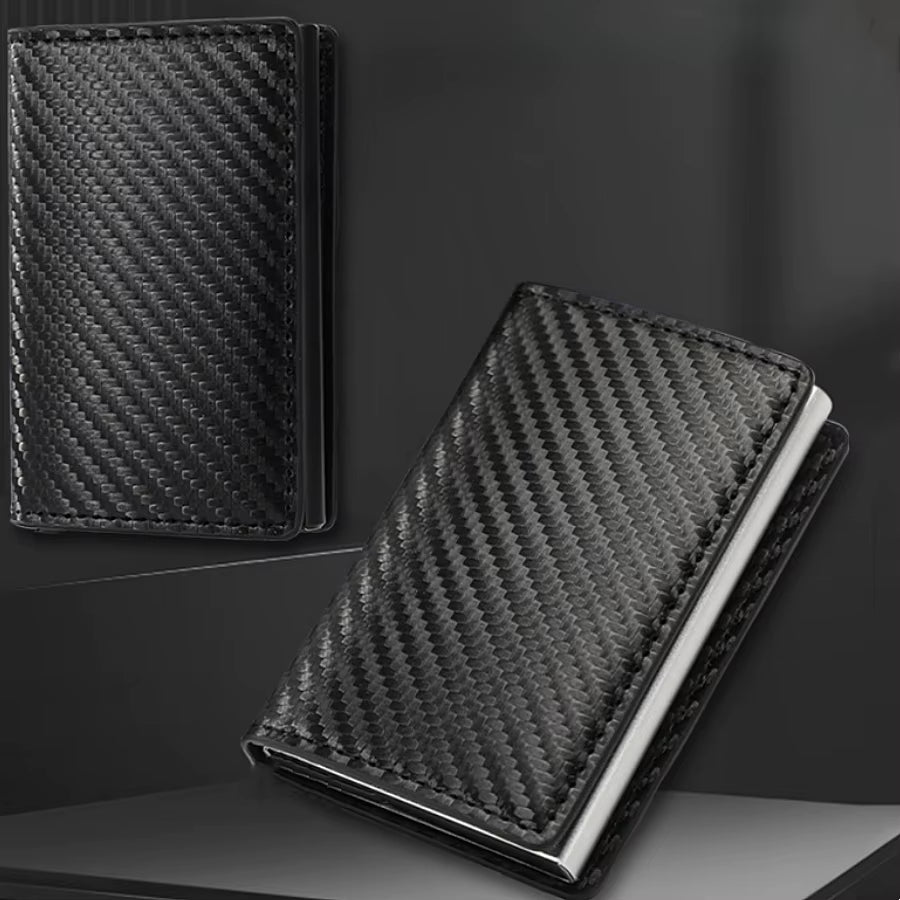 Carbon Fiber Credit Card Holder Wallet Men Rfid Smart Meral Thin Slim Pop up Minimalist Wallet Small Black Purse Metal Wallet