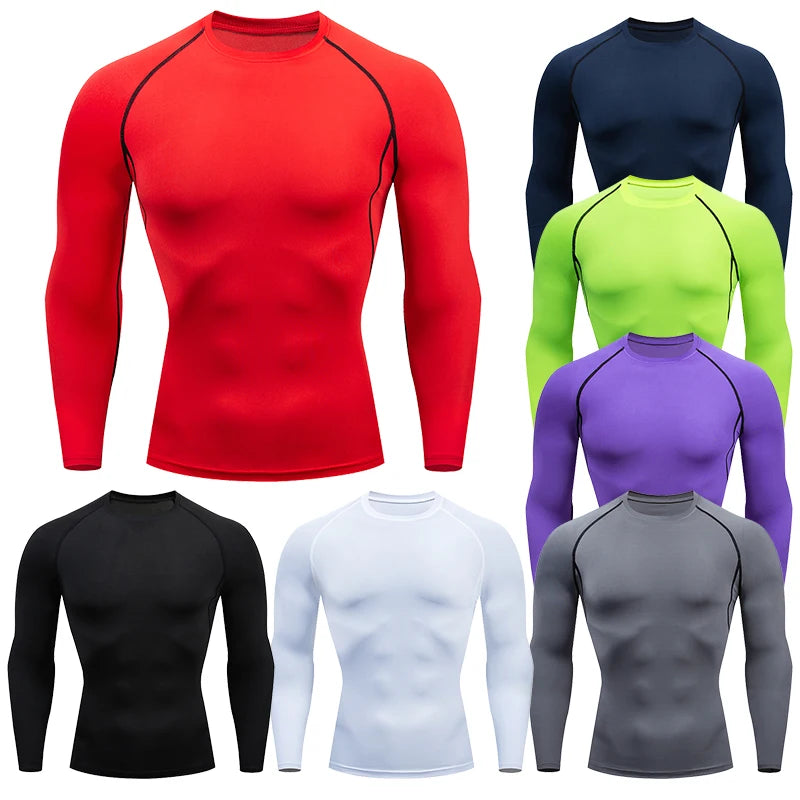 Men Compression Running T-Shirt Fitness Tight Long Sleeve Sport Shirts Training Jogging Tops Gym Sportswear Dry Fit Rashgard